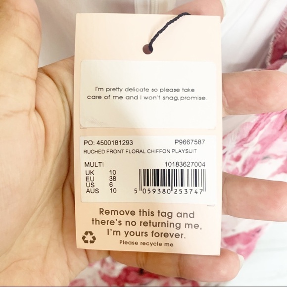 Missguided Pink Floral Puff Sleeve Romper Size 6 - Picture 5 of 8